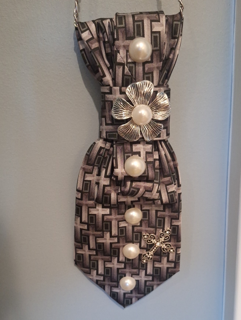 Eagles Wing Upcycled Necktie Necklace
